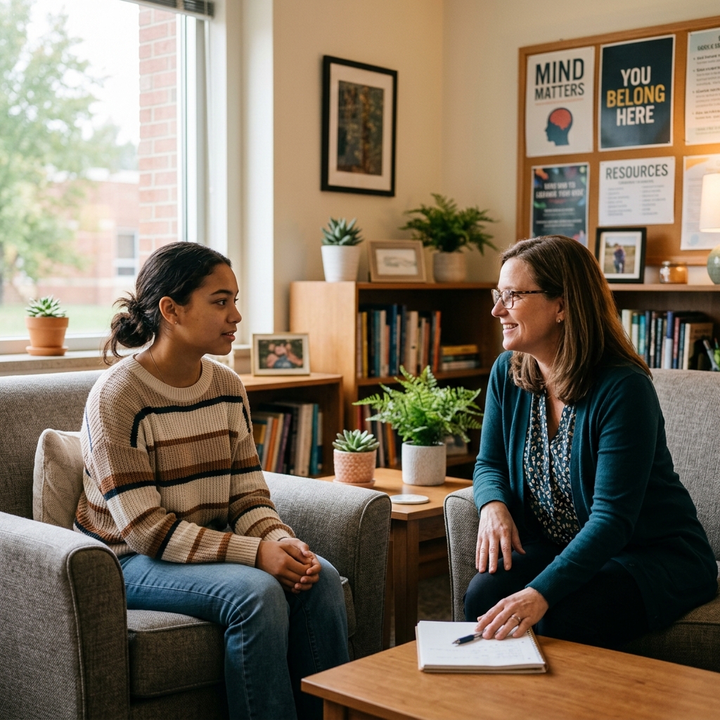 Teen talking with a counselor